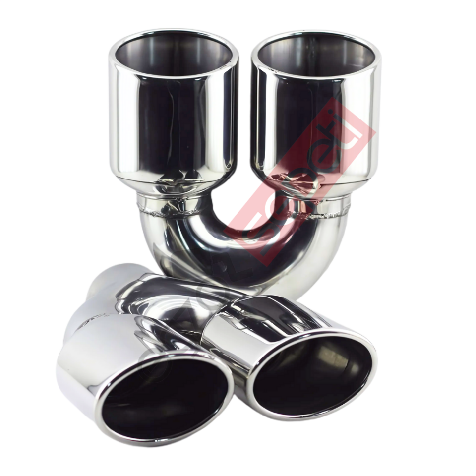 Krom Çift Çıkış Egzoz Ucu 304 Kalite Sağ Ve Sol Takım Oval Çap Ölçüs 75x100 mm