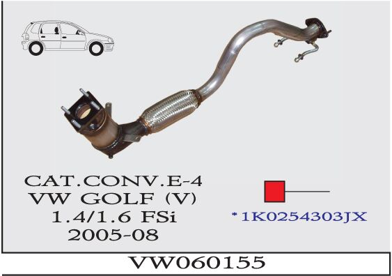 Volkswagen Golf 5 1.4 / 1.6 Fsi Katalitik Konverter Sprialli Çift Bağlantılı Euro 4 Metal Revizyonlu Malzeme 2005 > 2008