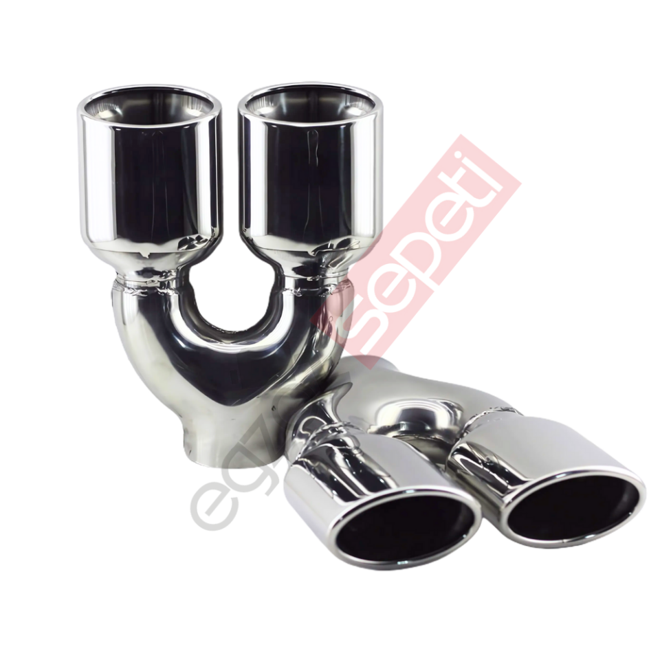 Krom Çift Çıkış Egzoz Ucu 304 Kalite Eşit Sağ Ve Sol Takım Oval Çap Ölçüsü 60x100MM
