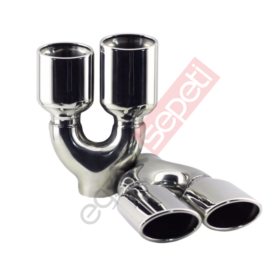 Krom Çift Çıkış Egzoz Ucu 304 Kalite SAĞ ve Sol Takım Oval Çap Ölçüsü 60x100mm