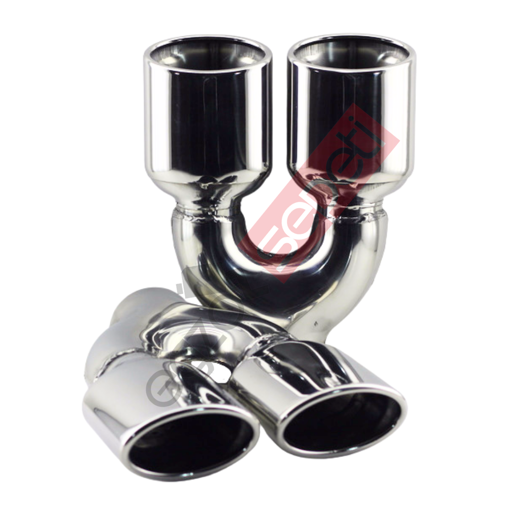 Krom Çift Çıkış Egzoz Ucu 304 Kalite SAĞ ve Sol Takım Oval Çap Ölçüsü 60x100mm