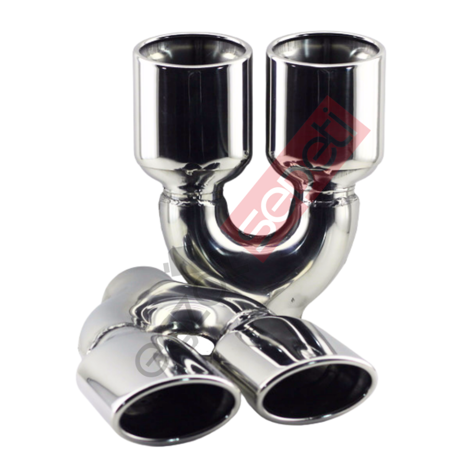 Krom Çift Çıkış Egzoz Ucu 304 Kalite SAĞ ve Sol Takım Oval Çap Ölçüsü 60x100mm