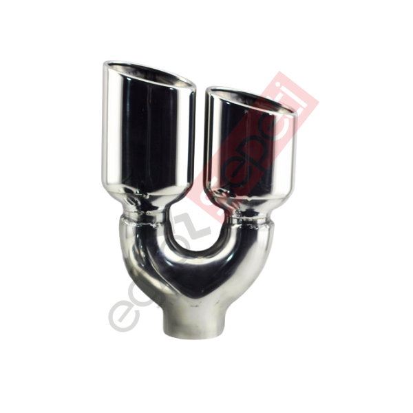 Krom Çift Çıkış Egzoz Ucu 304 Kalite Sağ Taraf Oval Çap Ölçüsü 60x100mm
