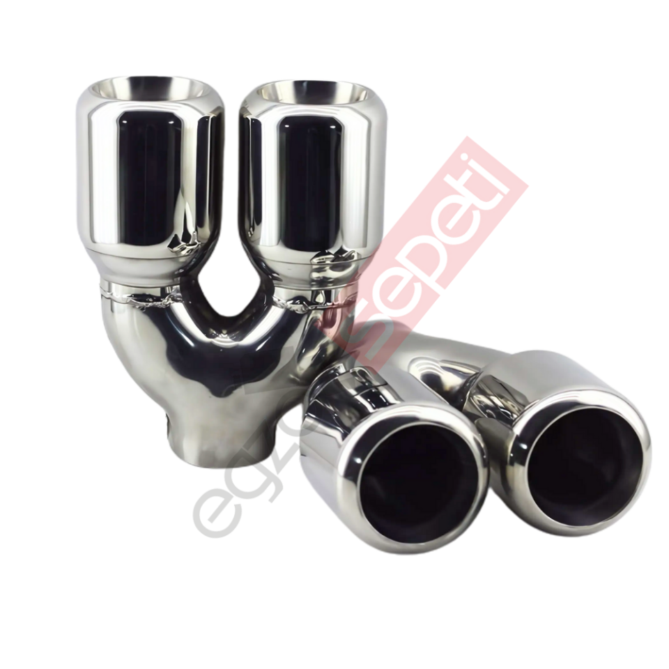 Krom Çift Çıkış Egzoz Ucu 304 Kalite Eşit Sağ Ve Sol Takım Yuvarlak Çap Ölçüsü 76mm
