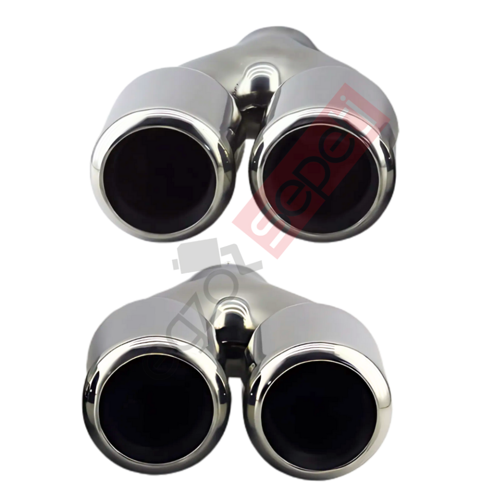 Krom Çift Çıkış Egzoz Ucu 304 Kalite Eşit Sağ Ve Sol Takım Yuvarlak Çap Ölçüsü 76mm
