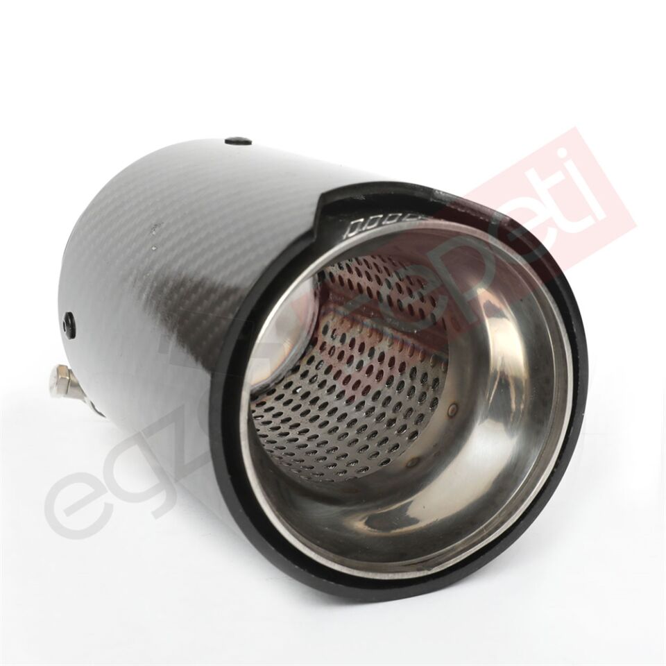 Bmw M Logolu Karbon Egzoz Ucu 90 MM Parlak İçi Delikli