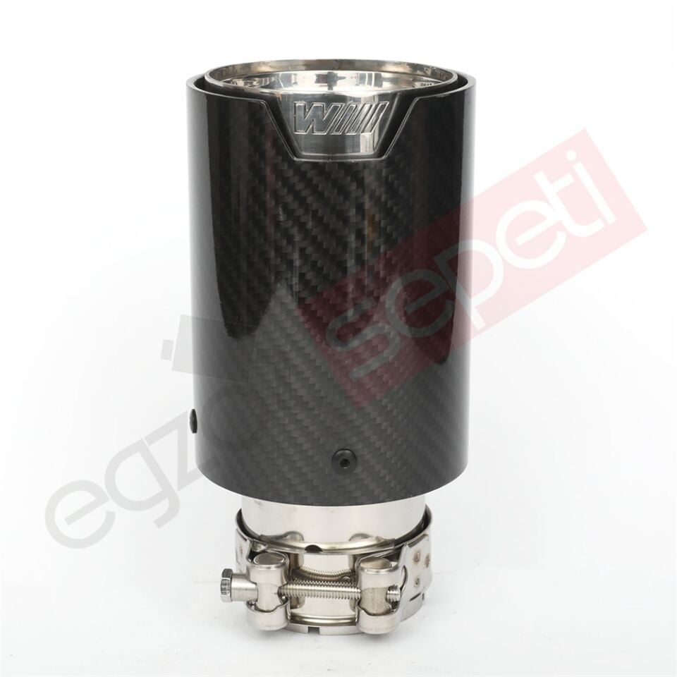 Bmw M Logolu Karbon Egzoz Ucu 90 MM Parlak İçi Delikli