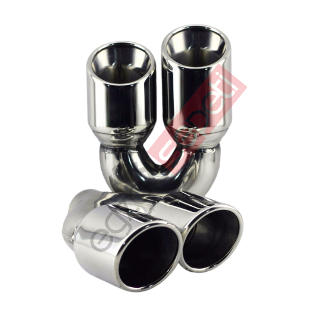 Krom Çift Çıkış Egzoz Ucu 304 Kalite Sağ ve Sol Takım Yuvarlak Çap Ölçüs 80x12MM