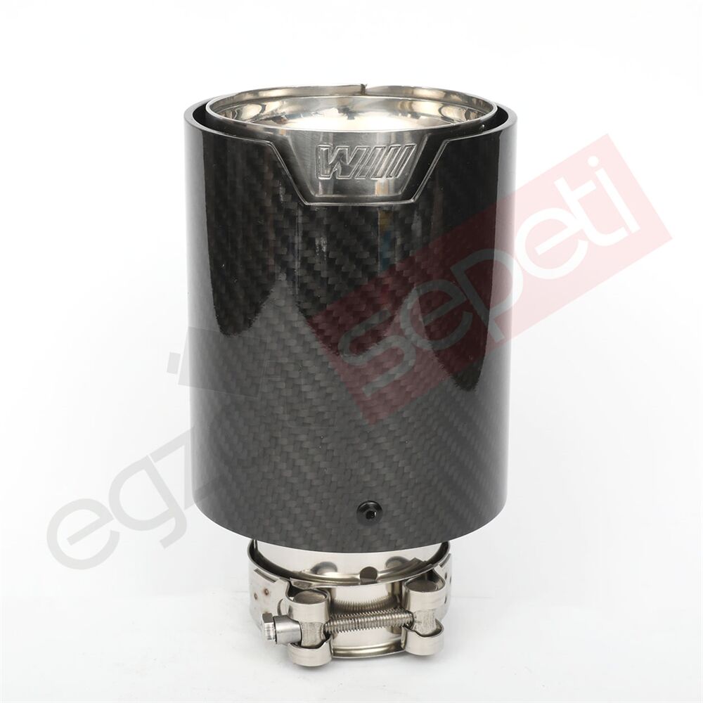 Bmw M Logolu Karbon Egzoz Ucu 100 mm Parlak İçi Delikli