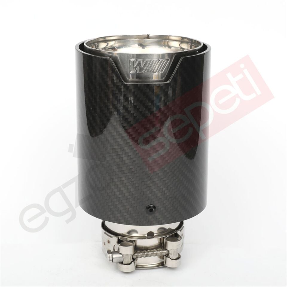 Bmw M Logolu Karbon Egzoz Ucu 100 MM Parlak İçi Delikli
