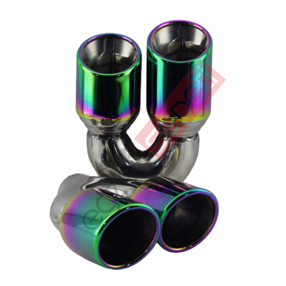 Çift Çıkış Egzoz Ucu 304 Kalite Sağ ve Sol Takım Yuvarlak Çap Ölçüs 80x120MM