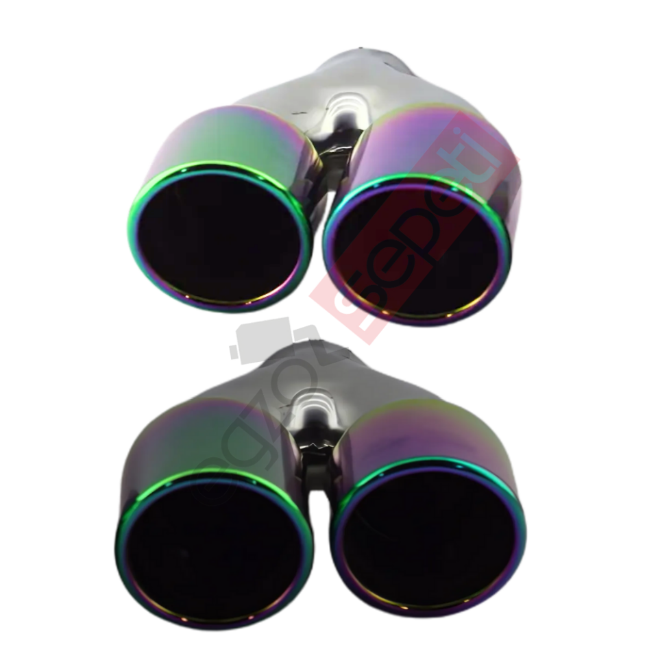 Çift Çıkış Egzoz Ucu 304 Kalite Sağ ve Sol Takım Yuvarlak Çap Ölçüs 80x120MM