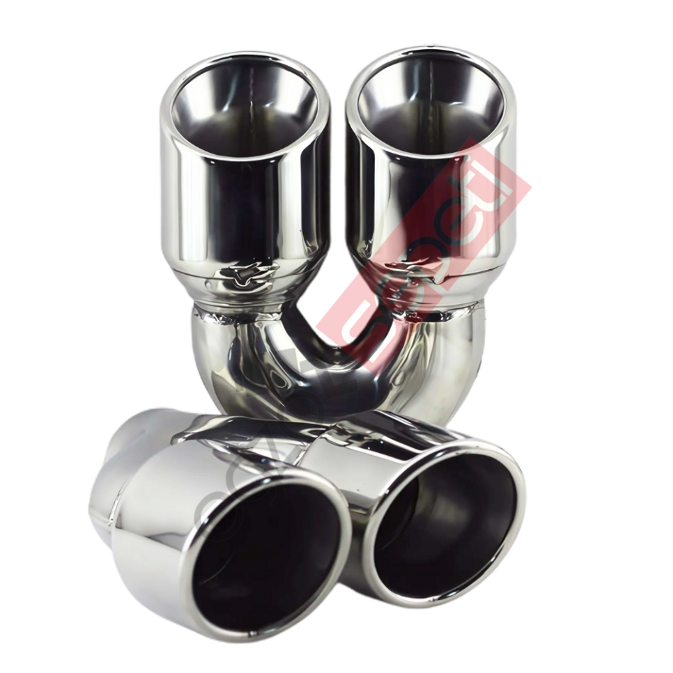 Krom Çift Çıkış Egzoz Ucu 304 Kalite Eşit Sağ Ve Sol Takım Yuvarlak Çap Ölçüs 80x120MM