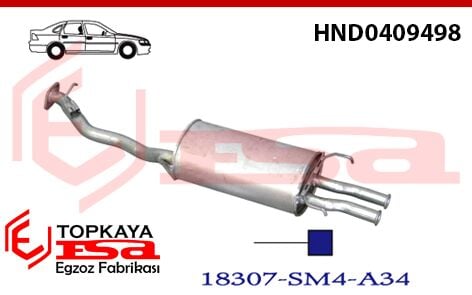 Honda Accord 2.0İ Tek Çıkışlı Arka Susturucu Borulu 1990 > 1992