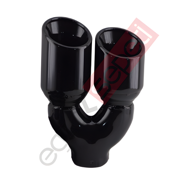 Siyah Çift Çıkış Egzoz Ucu 304 Kalite Sağ Taraf Yuvarlak Çap Ölçüs 80x120MM