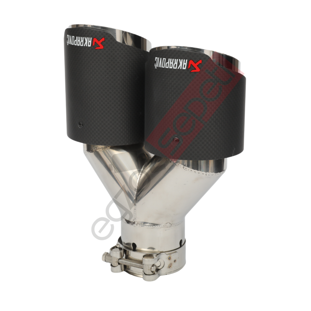 Akrapoviç Karbon Egzoz Ucu 90 MM Çiftli Krom Mat Sol Gerçek Karbon Malzeme İthal Ürün