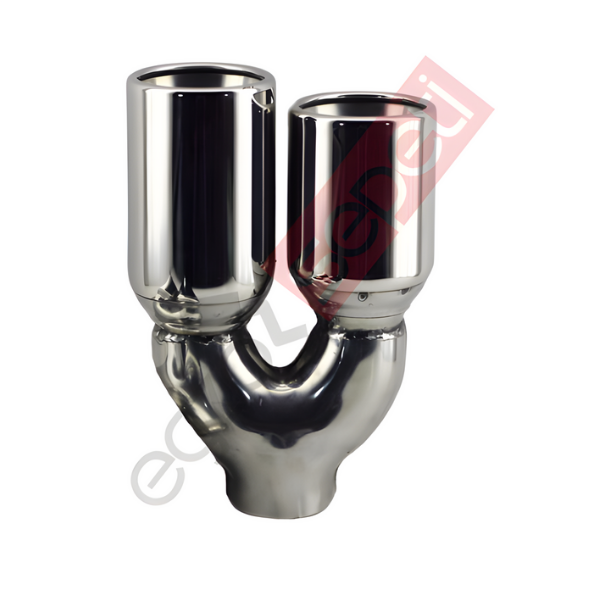 Krom Çift Çıkış Egzoz Ucu 304 Kalite Sağ Taraf Yuvarlak Çap Ölçüs 80x120MM