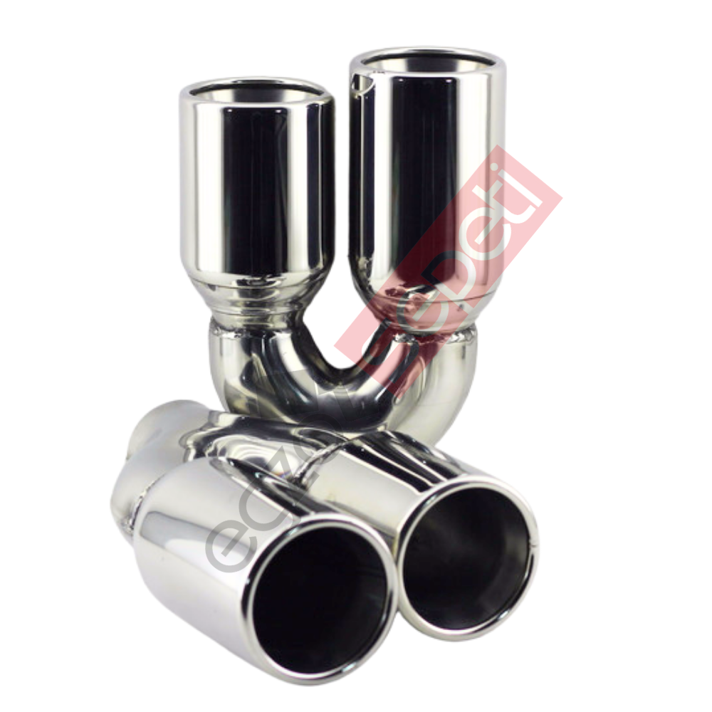Krom Çift Çıkış Egzoz Ucu 304 Kalite Sağ Ve Sol Takım Yuvarlak Çap Ölçüs 80x120MM