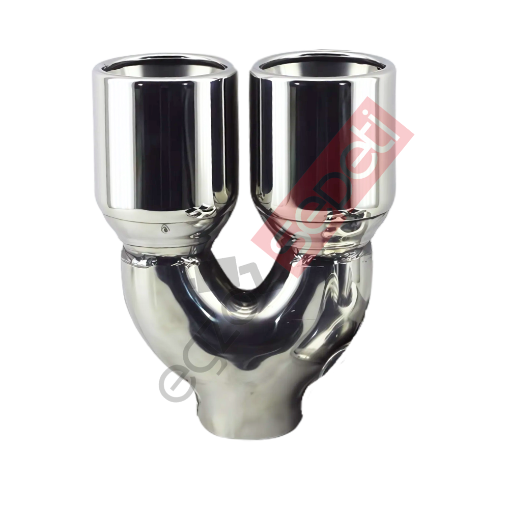 Krom Çift Çıkış Egzoz Ucu 304 Kalite Eşit Yuvarlak Çap Ölçüsü 80x120MM