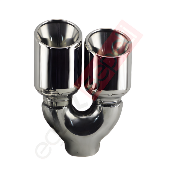 Krom Çift Çıkış Egzoz Ucu 304 Kalite Sağ Taraf Yuvarlak Çap Ölçüsü 90x120 MM