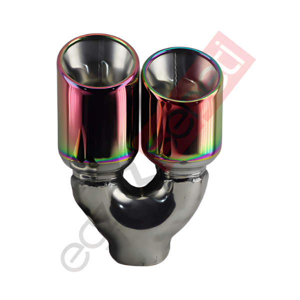 Krom Çift Çıkış Egzoz Ucu 304 Kalite Sağ Taraf Yuvarlak Çap Ölçüsü 90x120MM