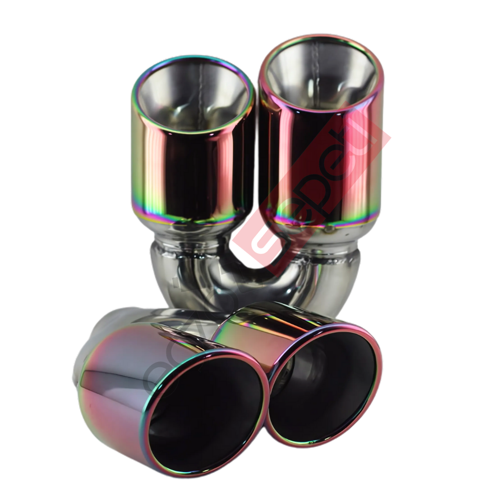 Krom Çift Çıkış Egzoz Ucu 304 Kalite Sağ Ve So Takım Yuvarlak Çap Ölçüsü 90x120MM