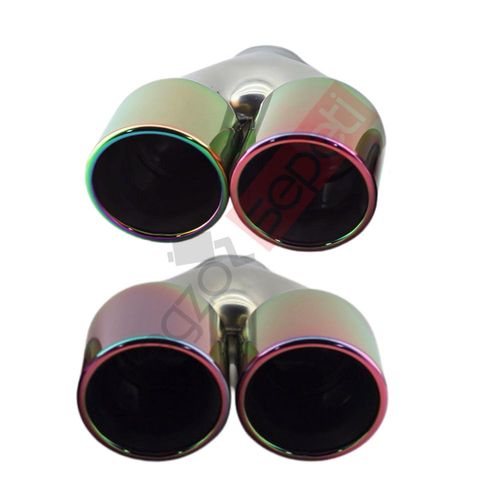 Krom Çift Çıkış Egzoz Ucu 304 Kalite Sağ Ve So Takım Yuvarlak Çap Ölçüsü 90x120MM