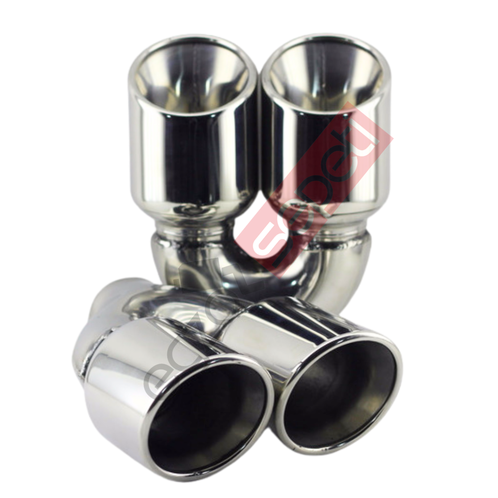 Krom Çift Çıkış Egzoz Ucu 304 Kalite Eşit Sağ Ve Sol Takım Yuvarlak Çap Ölçüsü 90x120MM