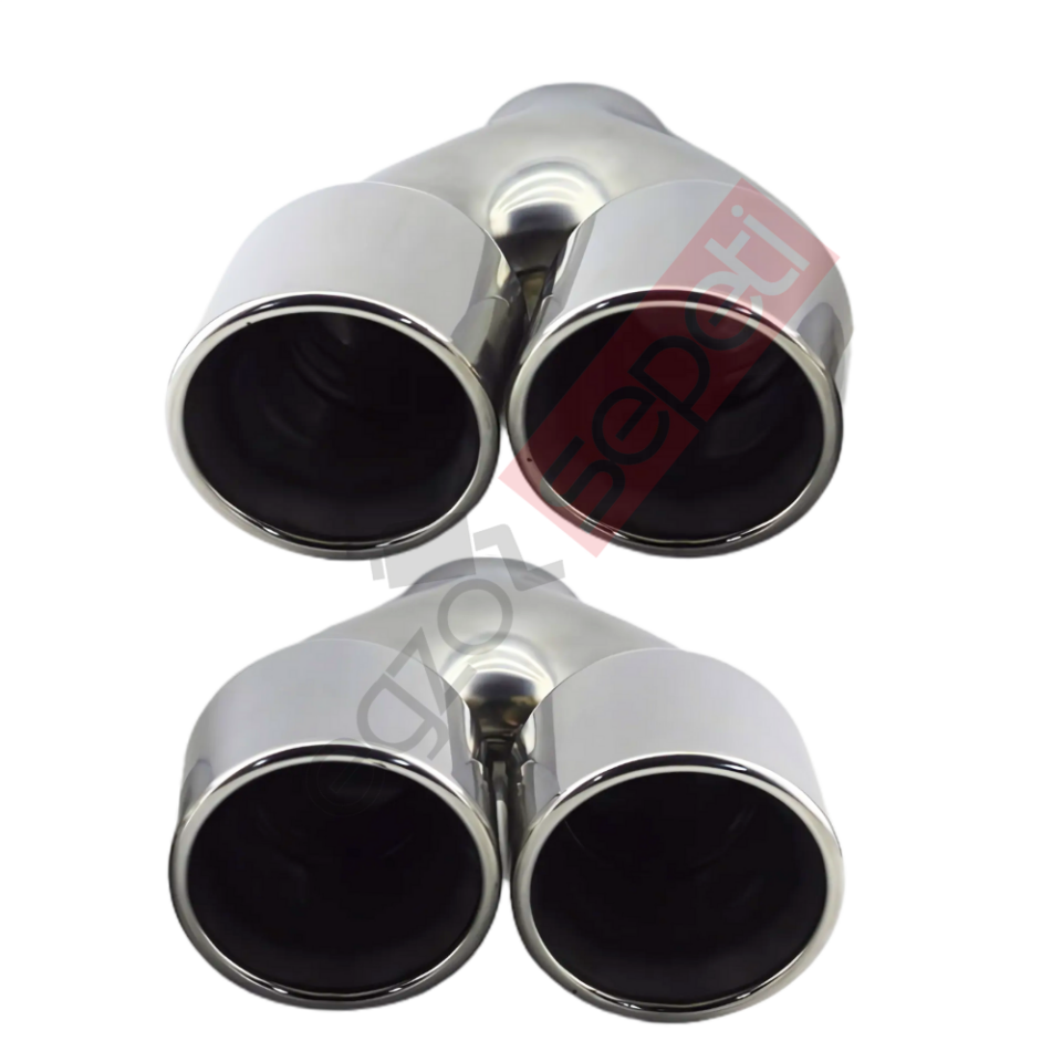 Krom Çift Çıkış Egzoz Ucu 304 Kalite Eşit Sağ Ve Sol Takım Yuvarlak Çap Ölçüsü 90x120MM