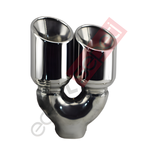 Krom Çift Çıkış Egzoz Ucu 304 Kalite Sağ Taraf Yuvarlak Çap Ölçüsü 90x120MM