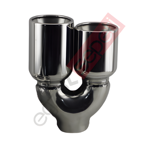 Krom Çift Çıkış Egzoz Ucu 304 Kalite Sağ Taraf Yuvarlak Çap Ölçüsü 90x120MM