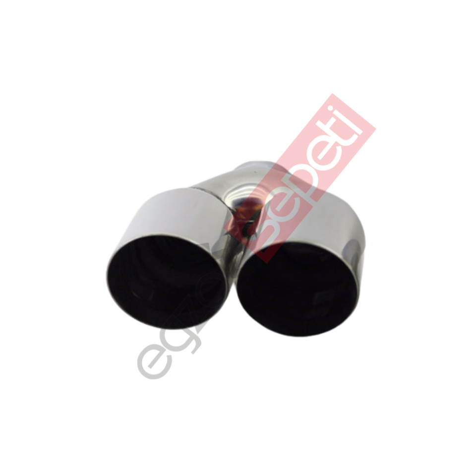 Krom Çift Çıkış Egzoz Ucu 304 Kalite Sağ Taraf Yuvarlak Çap Ölçüsü 90x120MM
