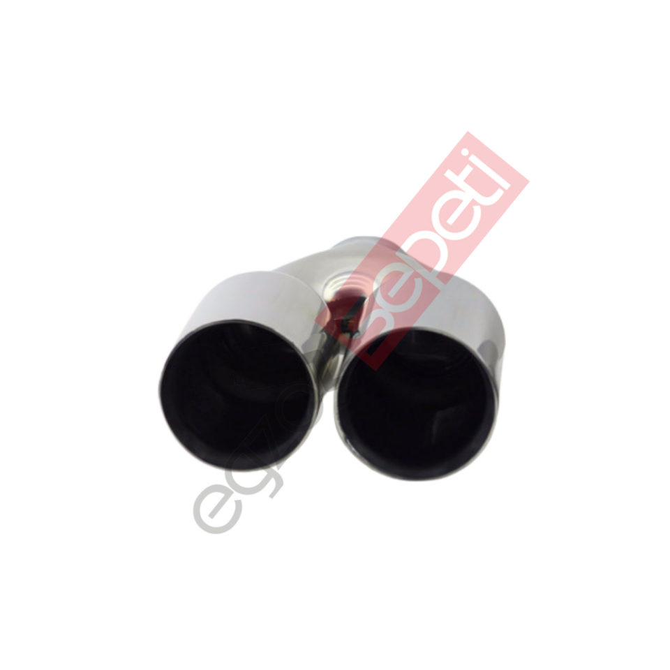 Krom Çift Çıkış Egzoz Ucu 304 Kalite Sağ Taraf Yuvarlak Çap Ölçüsü 90x120MM