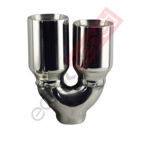 Krom Çift Çıkış Egzoz Ucu 304 Kalite Sağ Taraf Yuvarlak Çap Ölçüsü 90x120MM