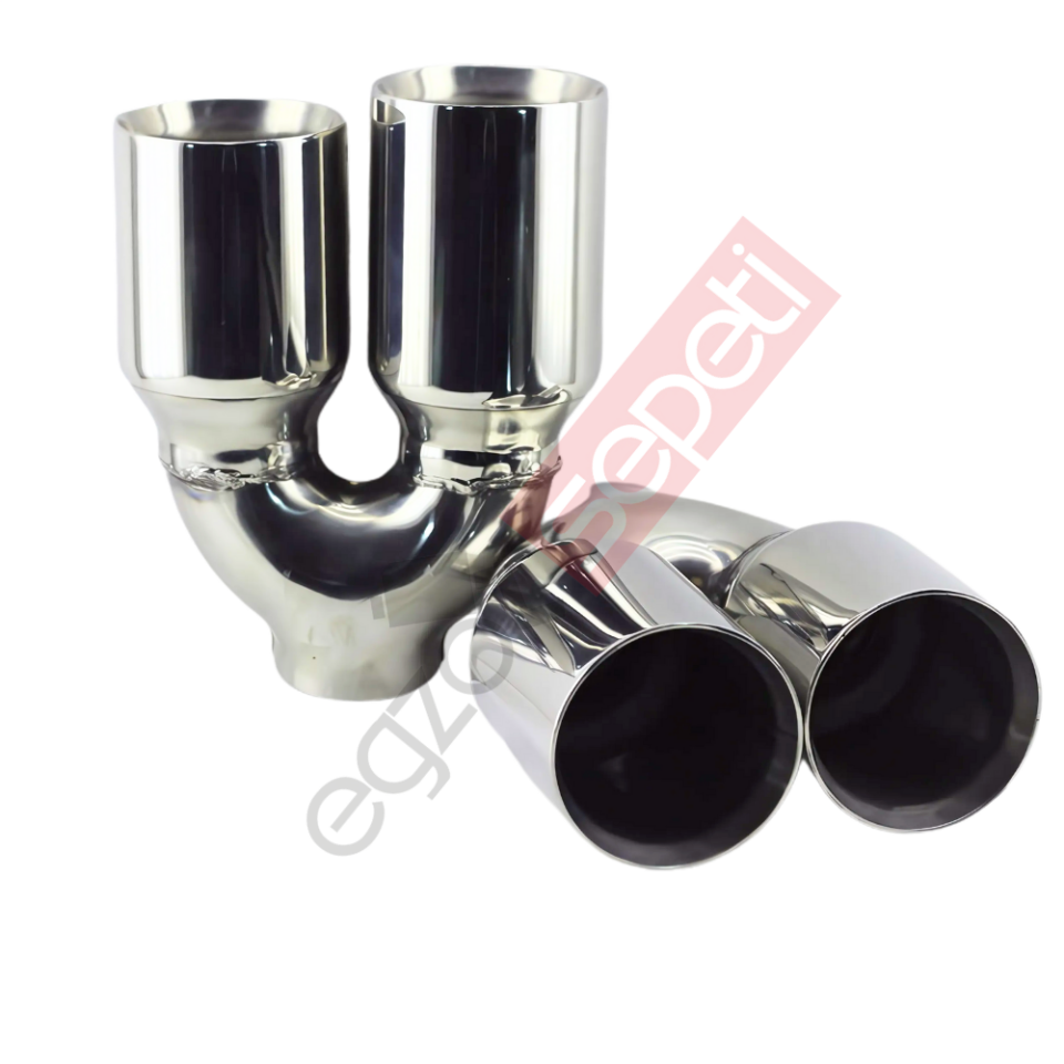 Krom Çift Çıkış Egzoz Ucu 304 Kalite Sağ Ve Sol Takım Yuvarlak Çap Ölçüsü 90x120MM
