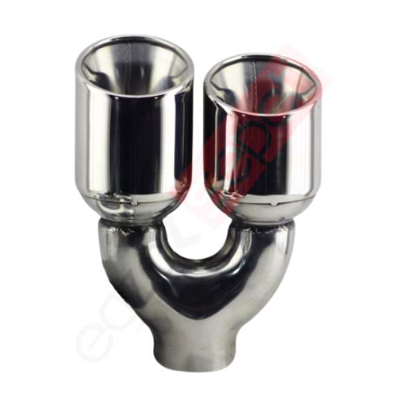 Krom Çift Çıkış Egzoz Ucu 304 Kalite Sağ Taraf Yuvarlak Çap Ölçüsü 100x120MM