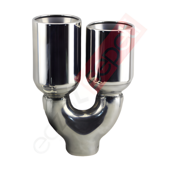 Krom Çift Çıkış Egzoz Ucu 304 Kalite Sağ Taraf Yuvarlak Çap Ölçüsü 100x120MM