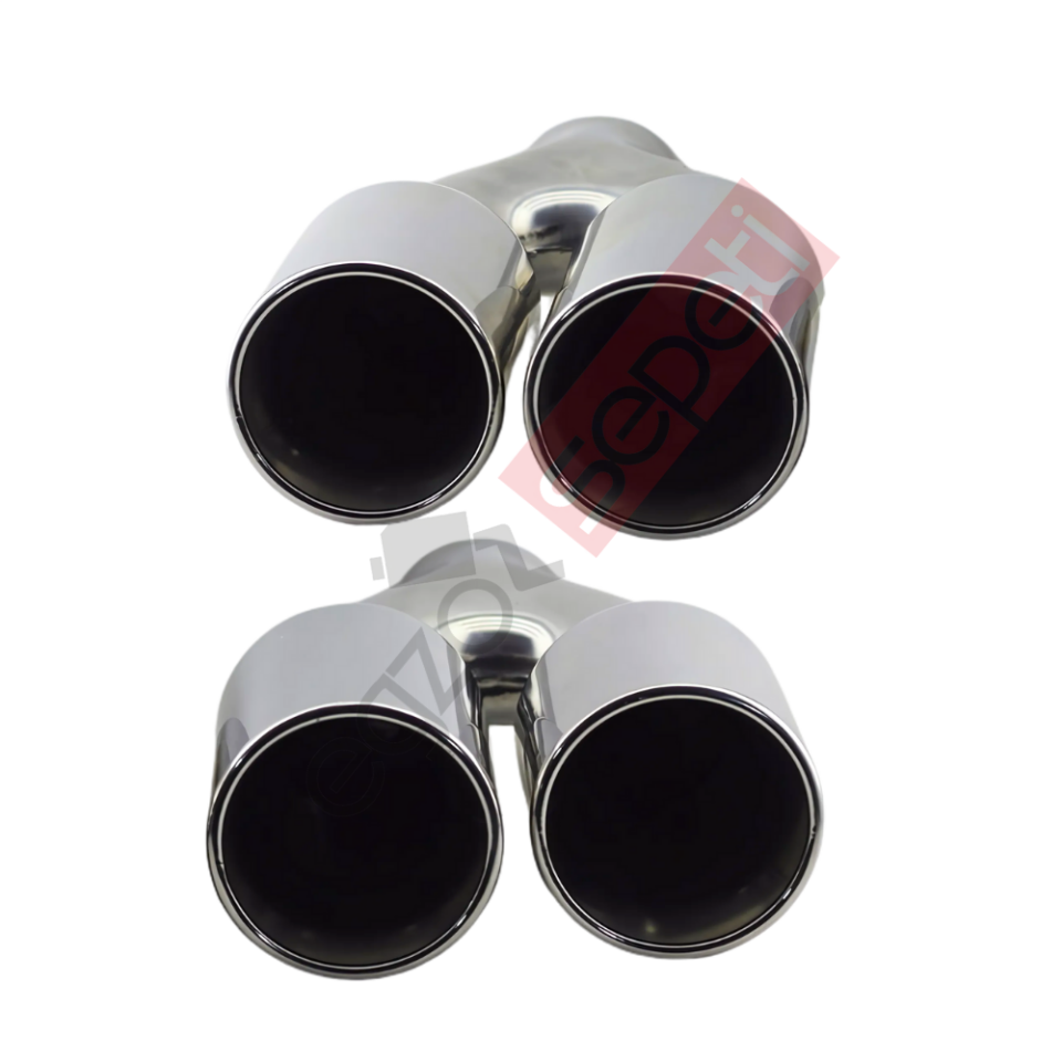 Krom Çift Çıkış Egzoz Ucu 304 Kalite Sağ Ve Sol Takım Yuvarlak Çap Ölçüsü 100x120MM