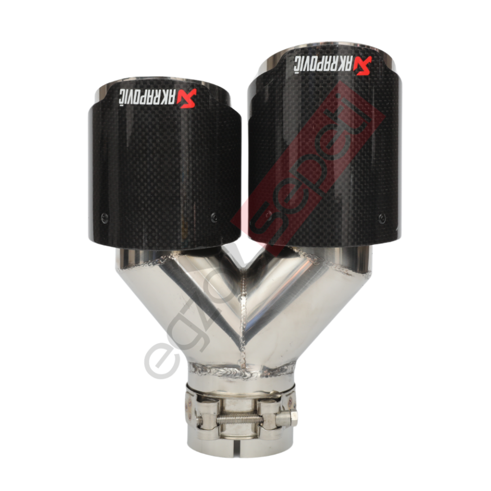 Akrapoviç Egzoz Ucu 90 MM Çiftli Krom Parlak Sag Gerçek Karbon Malzeme İthal Ürün