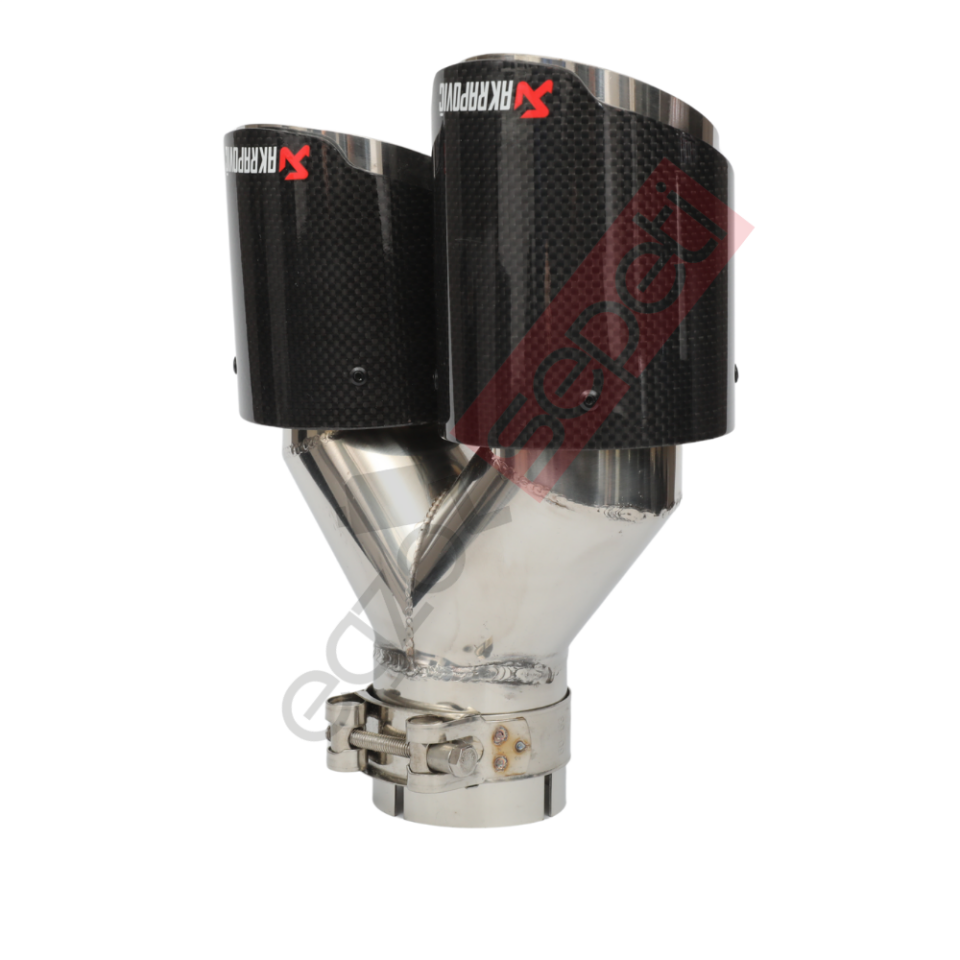Akrapoviç Egzoz Ucu 90 MM Çiftli Krom Parlak Sag Gerçek Karbon Malzeme İthal Ürün