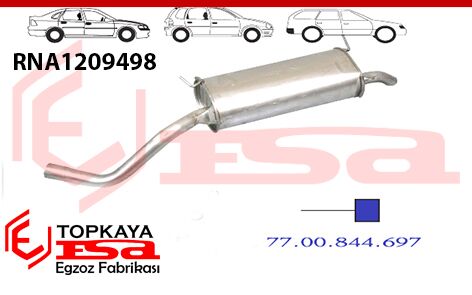 Renault Megane 1 Arka Susturucu Borulu 1.4 / 1.6E 
Sedan / Sw / Hb 1995 > 2002 
75-90 Hp