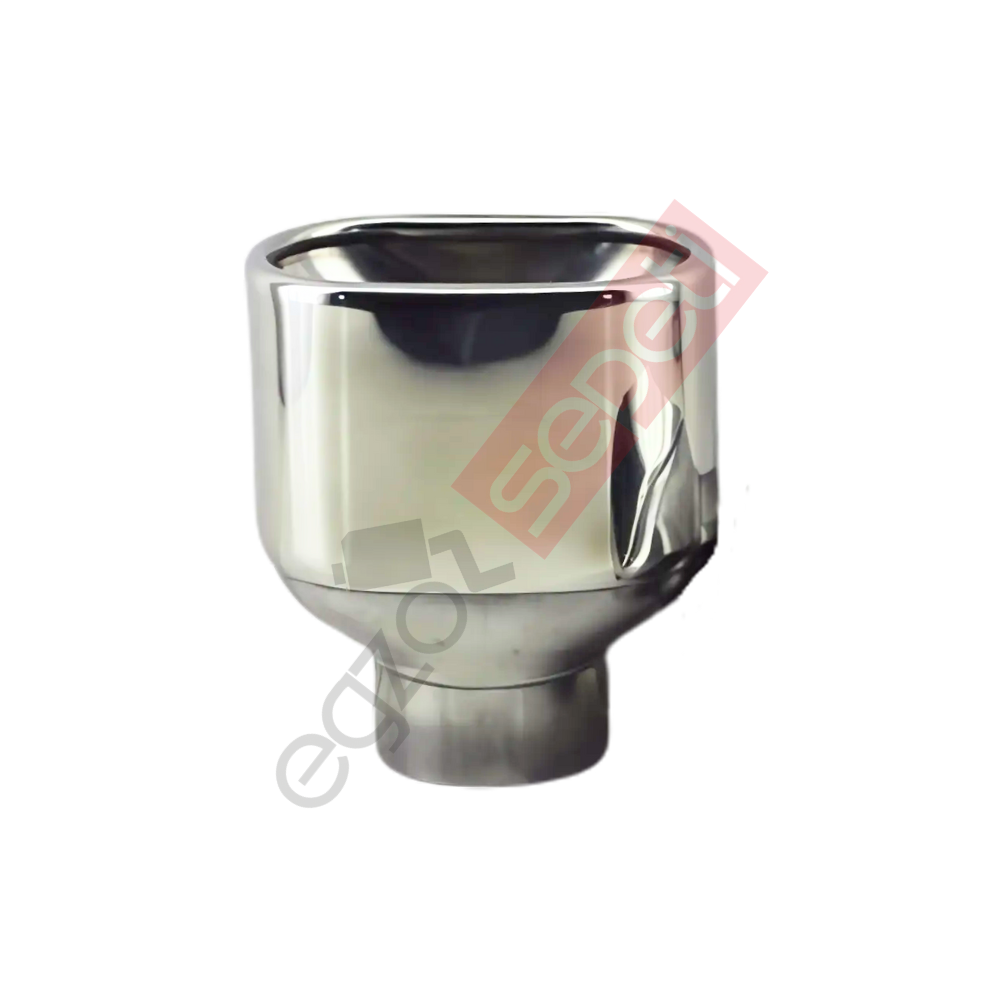 Krom Egzoz Ucu 304 Kalite Sağ Taraf Dikdörtgen Çap Ölçüsü 65x100mm