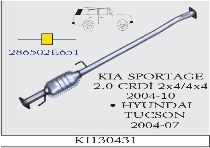 Kia Sportage 2.0 Crdı Uzun Orta Borulu Baskılı 2004>2010..