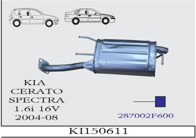 Kia Cerato/Spectra 1.6 Benzinli 16V Arka Susturucu Borulu 2004 > 2008..