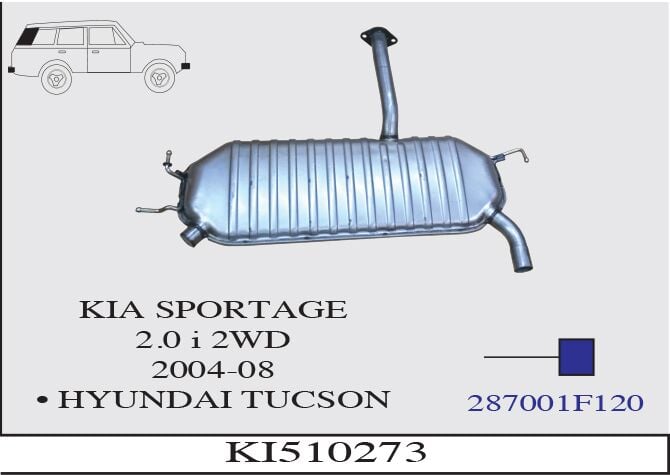 Kia Sportage 2.0 Crdı 2Wd Arka Susturucu Borulu Baskılı Tek Çıkış 2004 > 2008..
