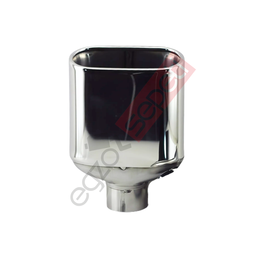 Krom Egzoz Ucu 304 Kalite Sol Taraf Dikdörtgen Çap Ölçüsü 65x140mm