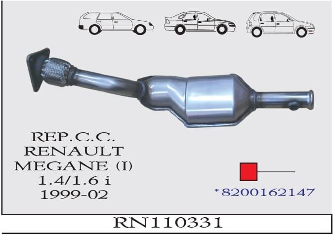 Renault Megane 1 1.4 /1.6 E Katalitik Konverter Yerine Ön Baskılı Spiralli Susturucu 1995 > 2002