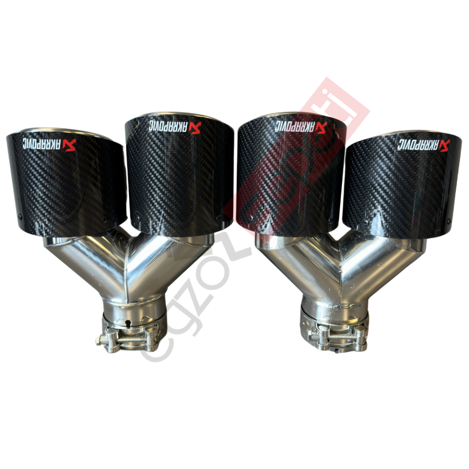 Akrapoviç Karbon Egzoz Ucu 100 MM Çiftli Parlak Sag Ve Sol Takım Gerçek Karbon Malzeme İthal Ürün