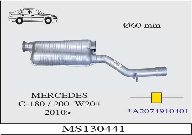 Mercedes C200 204 Kasa Orta Susturucu Borulu 2010 > …