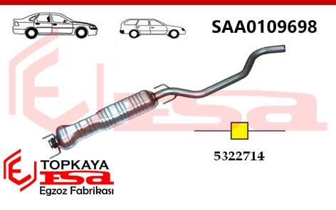 Saab 9.5 2.2 / 3.0 Td Orta Susturucu Borulu Baskılı 2001 > 2005